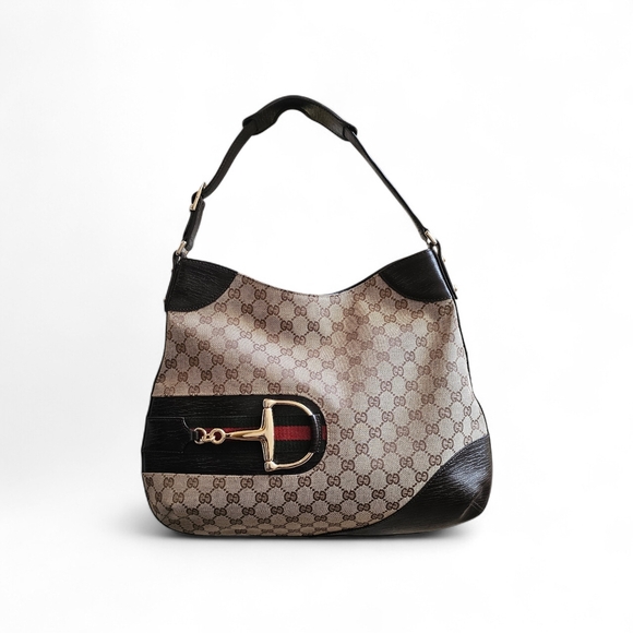 Gucci GG Hasler Horsebit Brown Monogram Hobo Bag - Picture 3 of 9